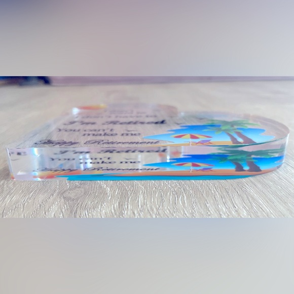 NWT Retirement Keepsake Gift Acrylic Heart Funny Phrase Coworker White Elephant - Picture 2 of 3